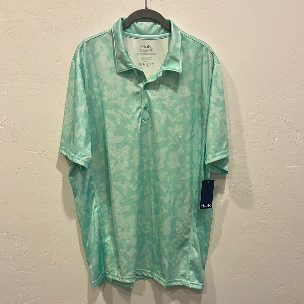 Huk Blue Polo Sporty Short-Sleeve Shirt